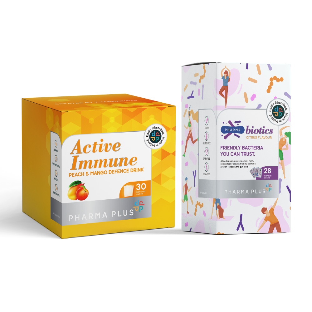 Immune & Gut Support Bundle: Active Immune Peach/Mango & PharmaBiotic - Save €11.09 + FREE Delivery